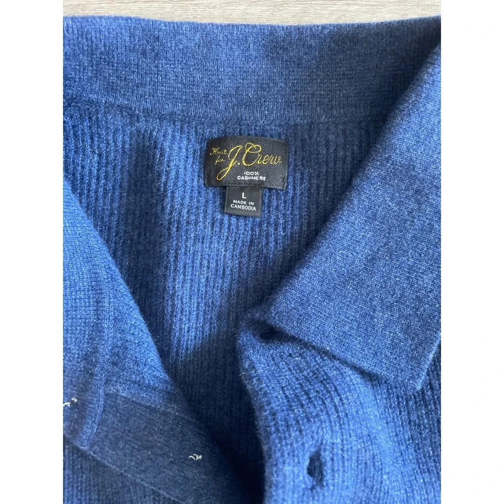 J. Crew Men's Blue Cashmere ribbed sweater-polo CM304 Large